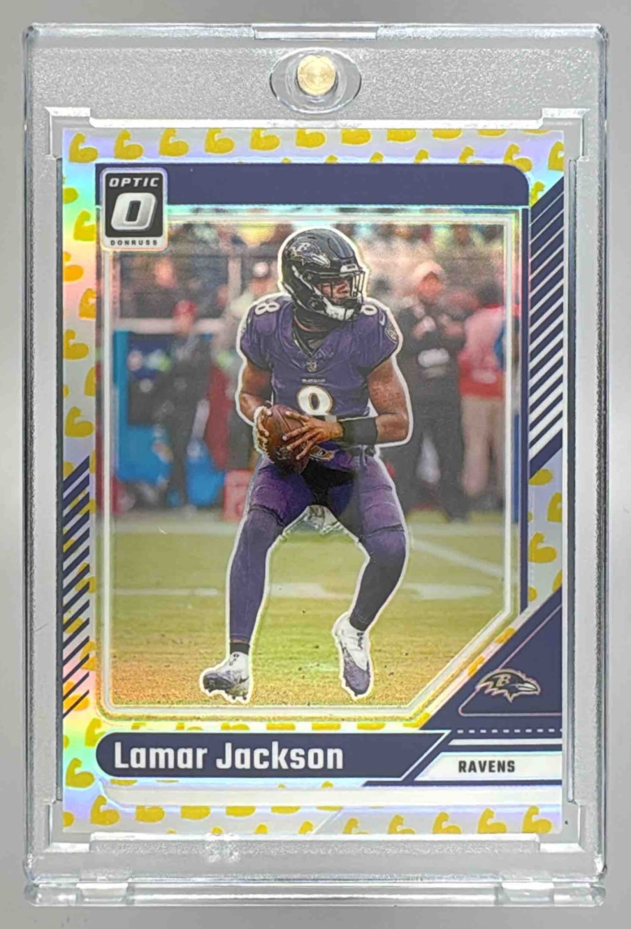 Card image for 2024 Panini Football Donruss Optic Lamar Jackson Flex /149 #13 Baltimore Ravens