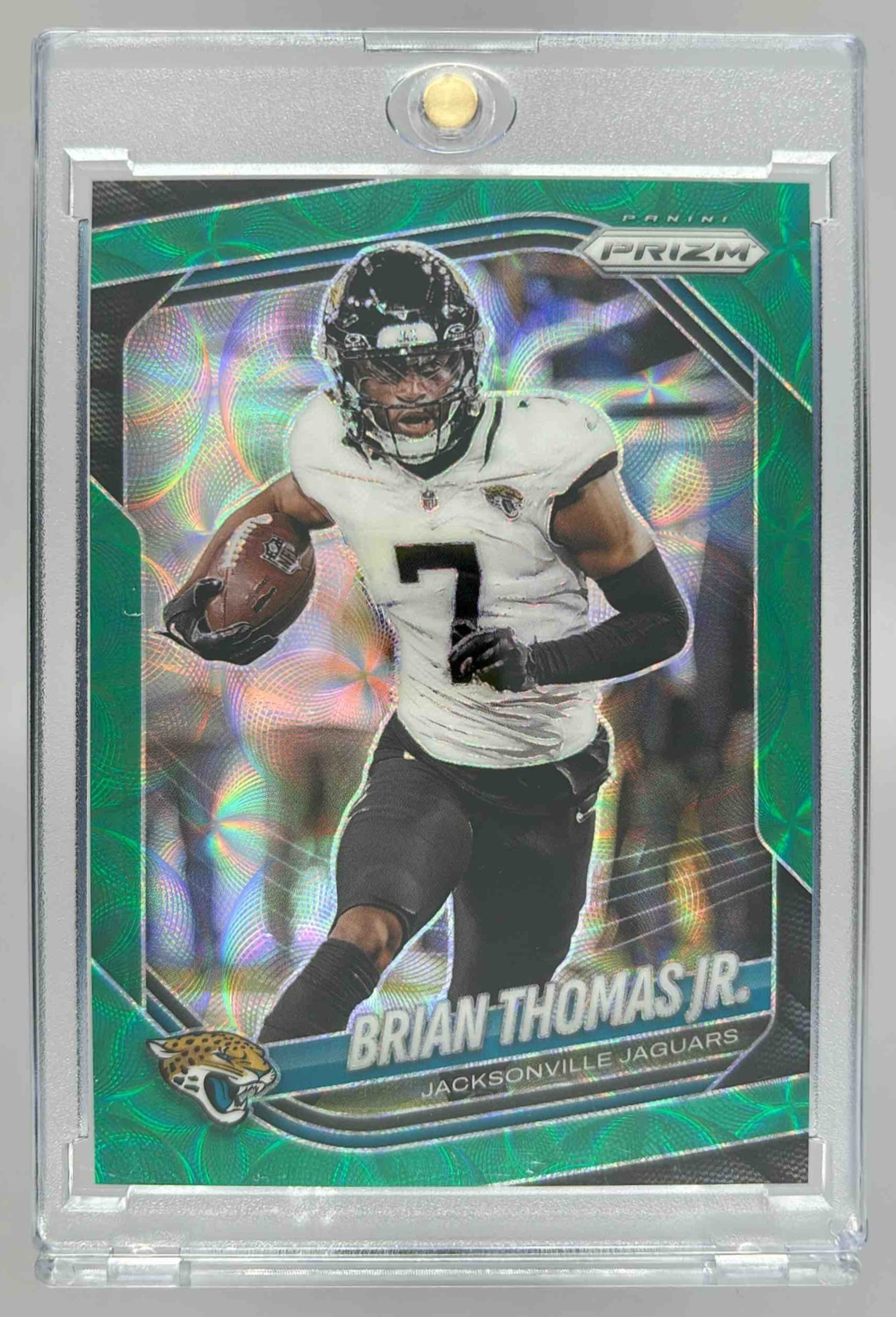 Card image for 2025 Panini Prizm Brian Thomas Jr. Green Scope /75 #2 Jaguars