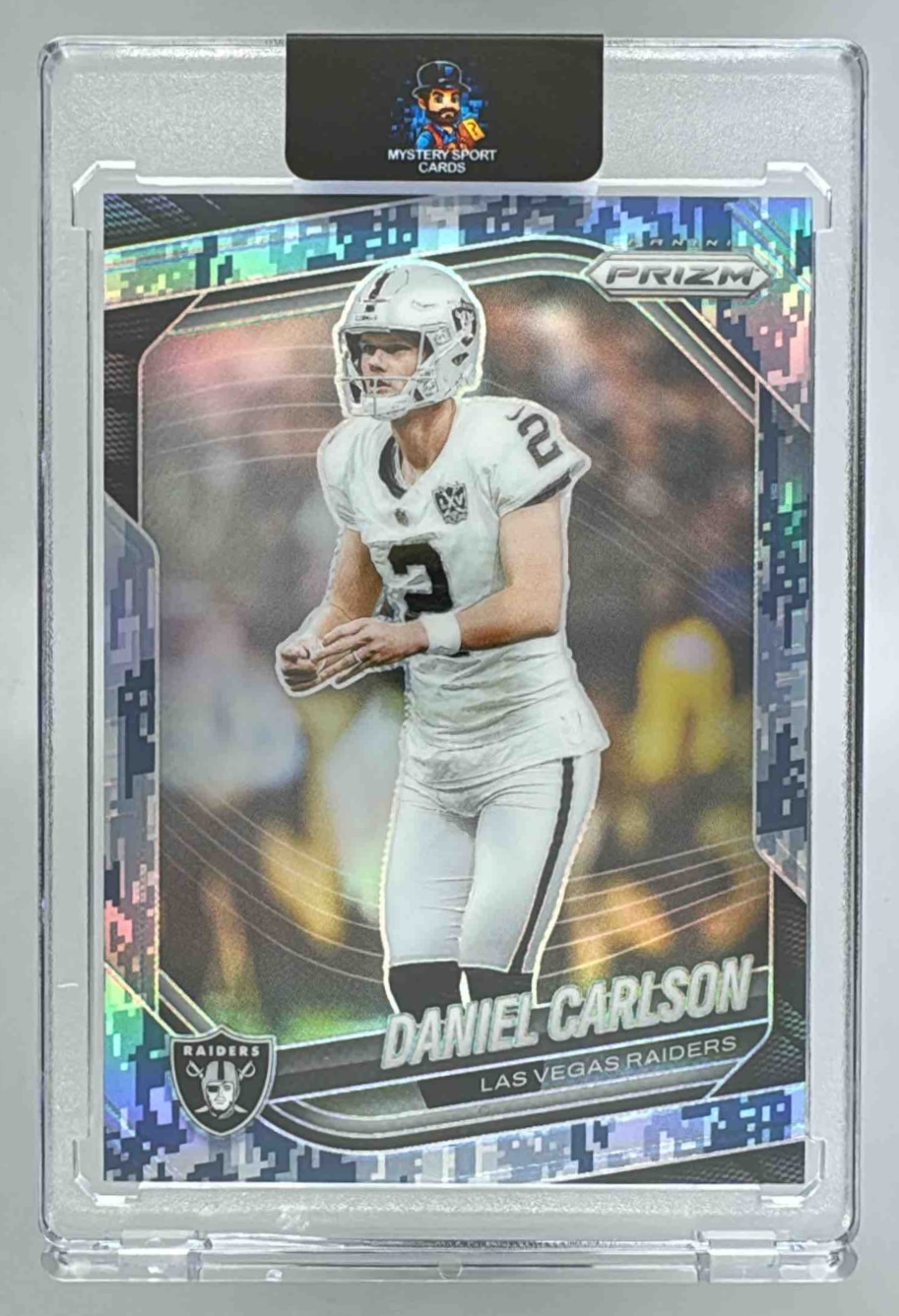 Card image for 2025 Panini Football Prizm Daniel Carlson Navy Camo /25 #271 Las Vegas Raiders