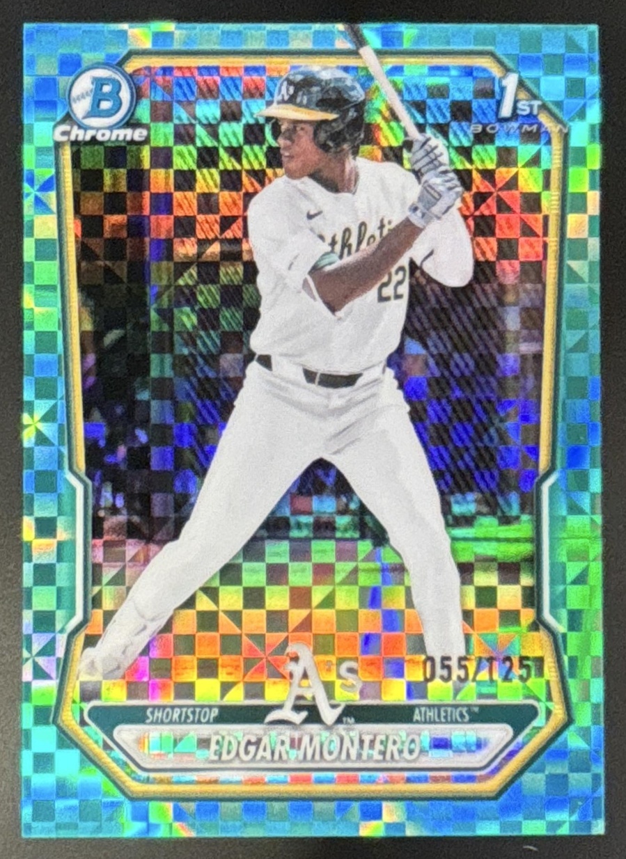 Card image for Edgar Montero 2026 Bowman Aqua X-Fractor /125 Chrome Prospects Athletics