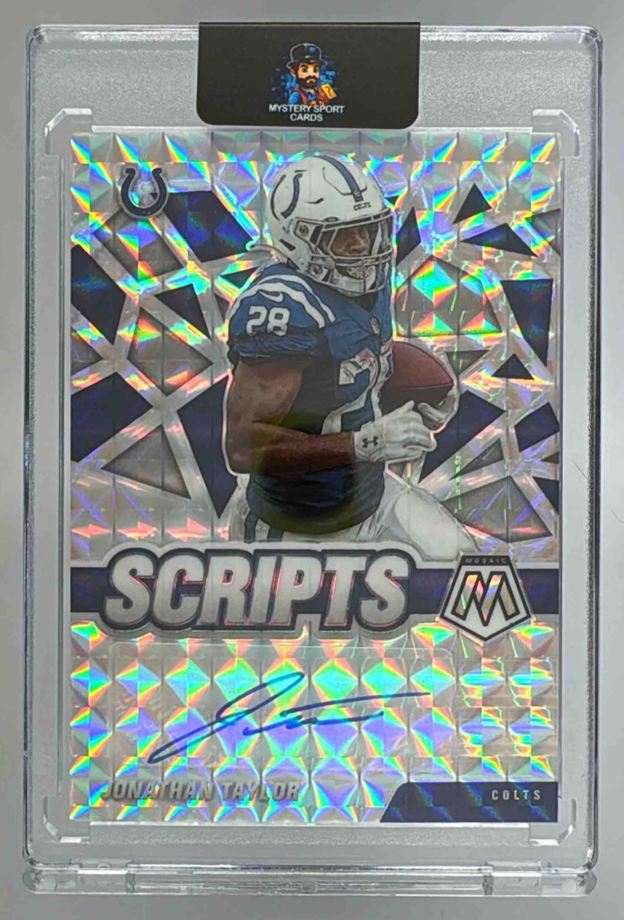 Card image for 2021 Panini Mosaic Jonathan Taylor Scripts #S-JOT Auto Colts