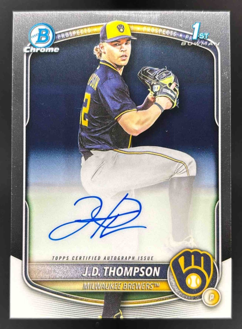 Card image for 2025 Bowman Draft J.D. Thompson Chrome Prospect Auto #CPA-JT Brewers