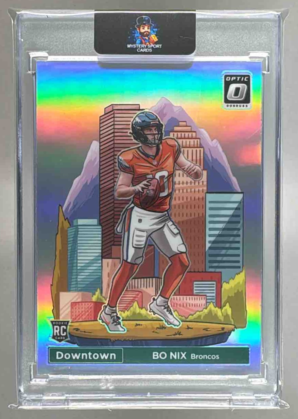 Card image for 2024 Panini Football Donruss Optic Bo Nix Downtown! #19 RC SSP Denver Broncos