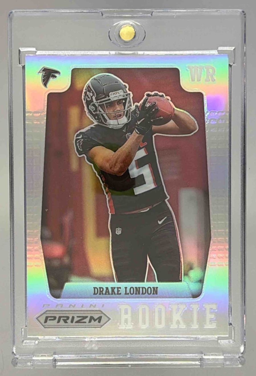 Card image for 2022 Panini Prizm Drake London Flashback Rookie Prizms Silver #PFR-4 RC Falcons