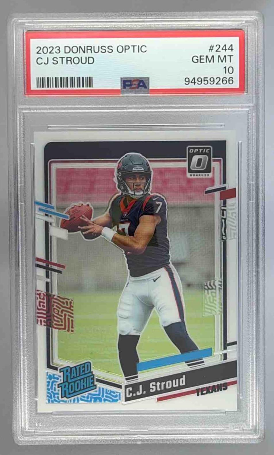 Card image for 2023 Panini Donruss Optic C.J. Stroud #244 RC Rated Rookie Texans