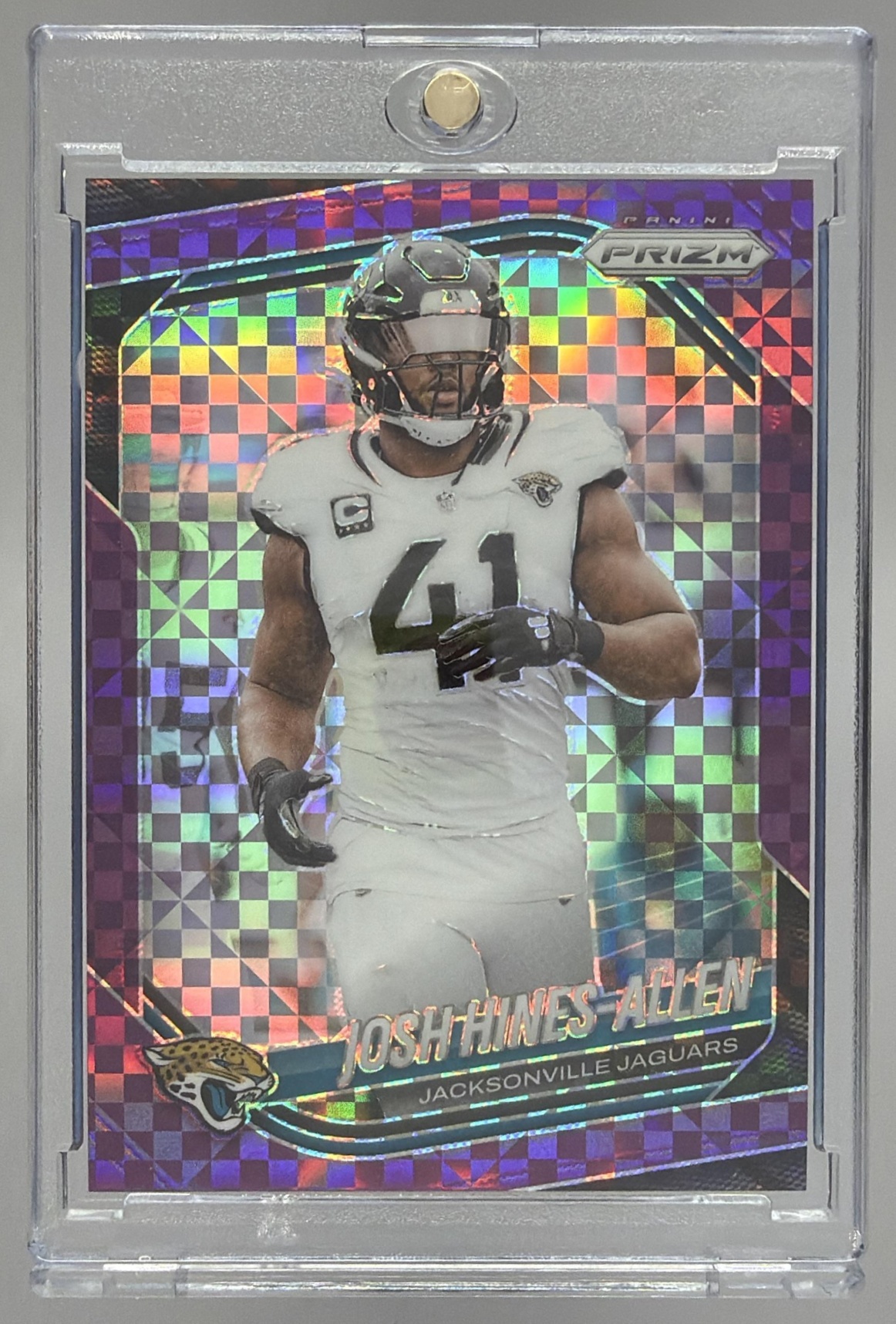 Card image for 2025 Panini Prizm Josh Hines-Allen Purple Power /49 #43 Jaguars