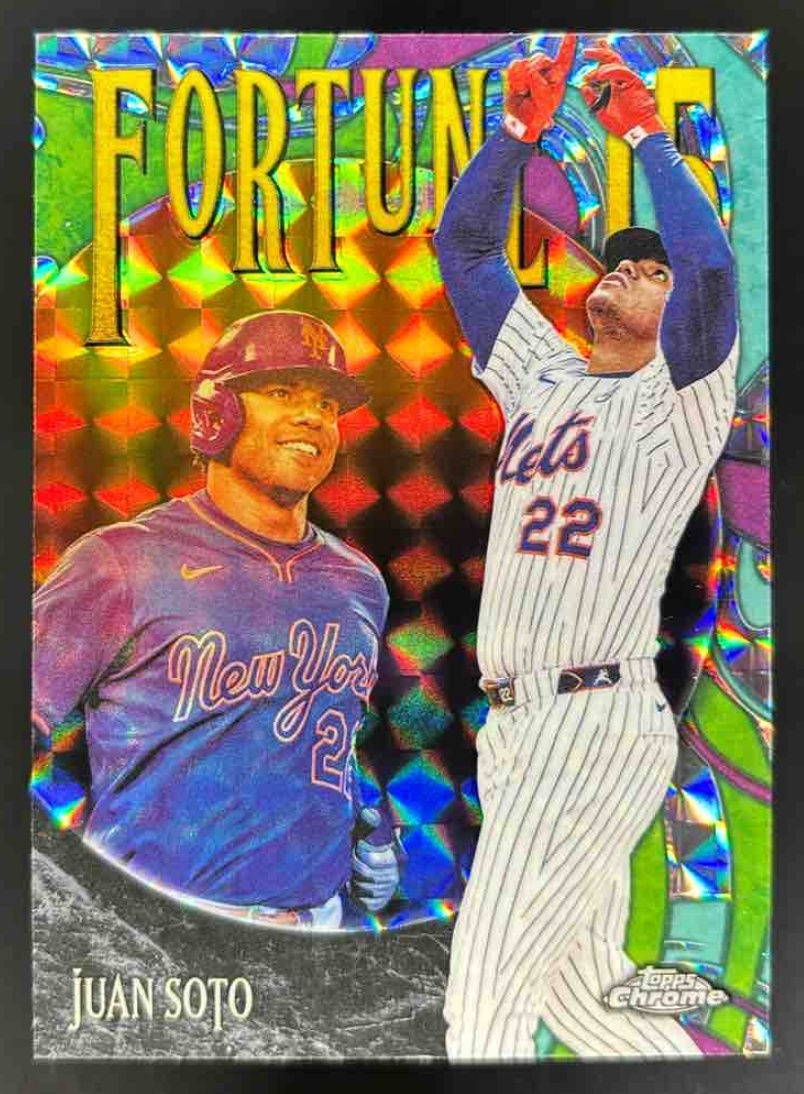 Card image for 2025 Topps Chrome Update Juan Soto Fortune 15 Geometric Refractor #F15-1 Mets
