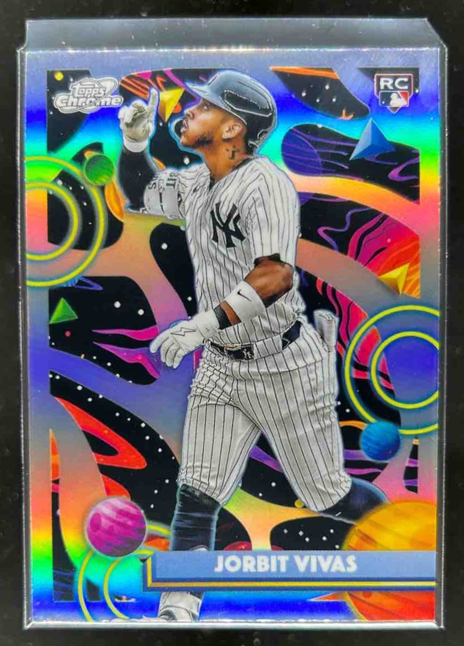 Card image for Jorbit Vivas 2025 Topps Baseball Cosmic Chrome Refractor RC New York Yankees