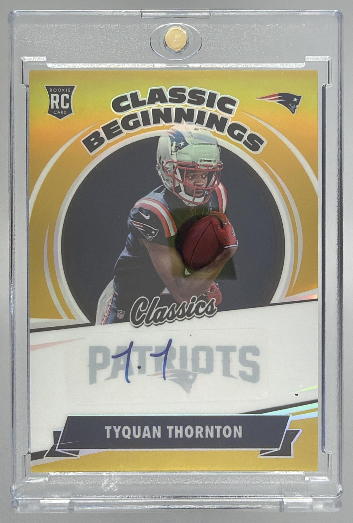 Card image for 2022 Panini Classics Tyquan Thornton Classic Beginnings Signatures /60 #CB-18 RC Auto Patriots
