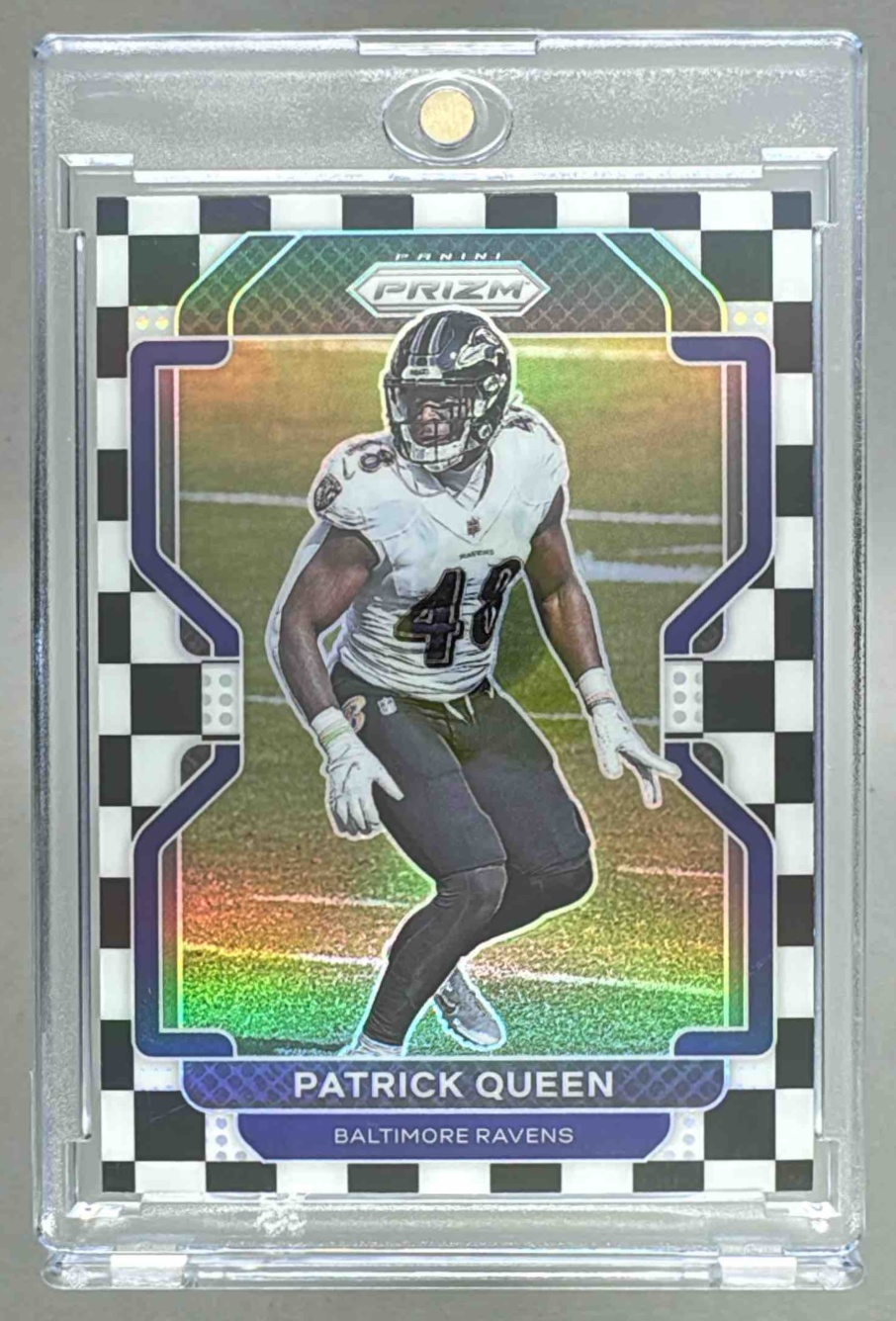 Card image for 2021 Panini Prizm Patrick Queen Black and Red Checker #285 Ravens