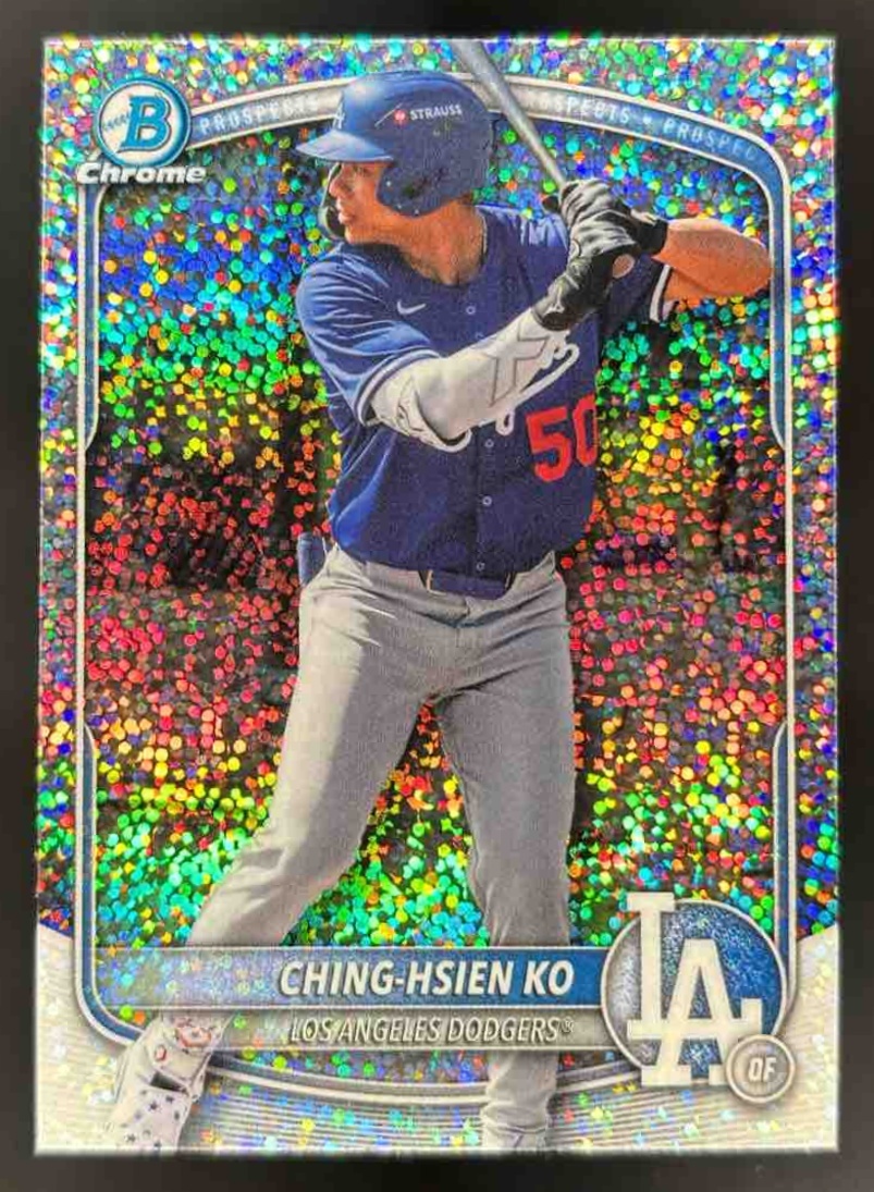 Card image for 2025 Bowman Draft Ching-Hsien Ko Chrome Sparkle Refractor #BDC-165 Dodgers