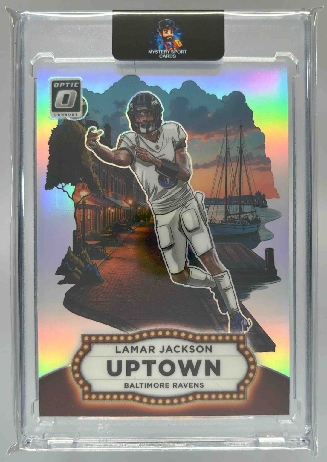 Card image for 2025 Panini Football Donruss Optic Lamar Jackson Uptown #13 Baltimore Ravens