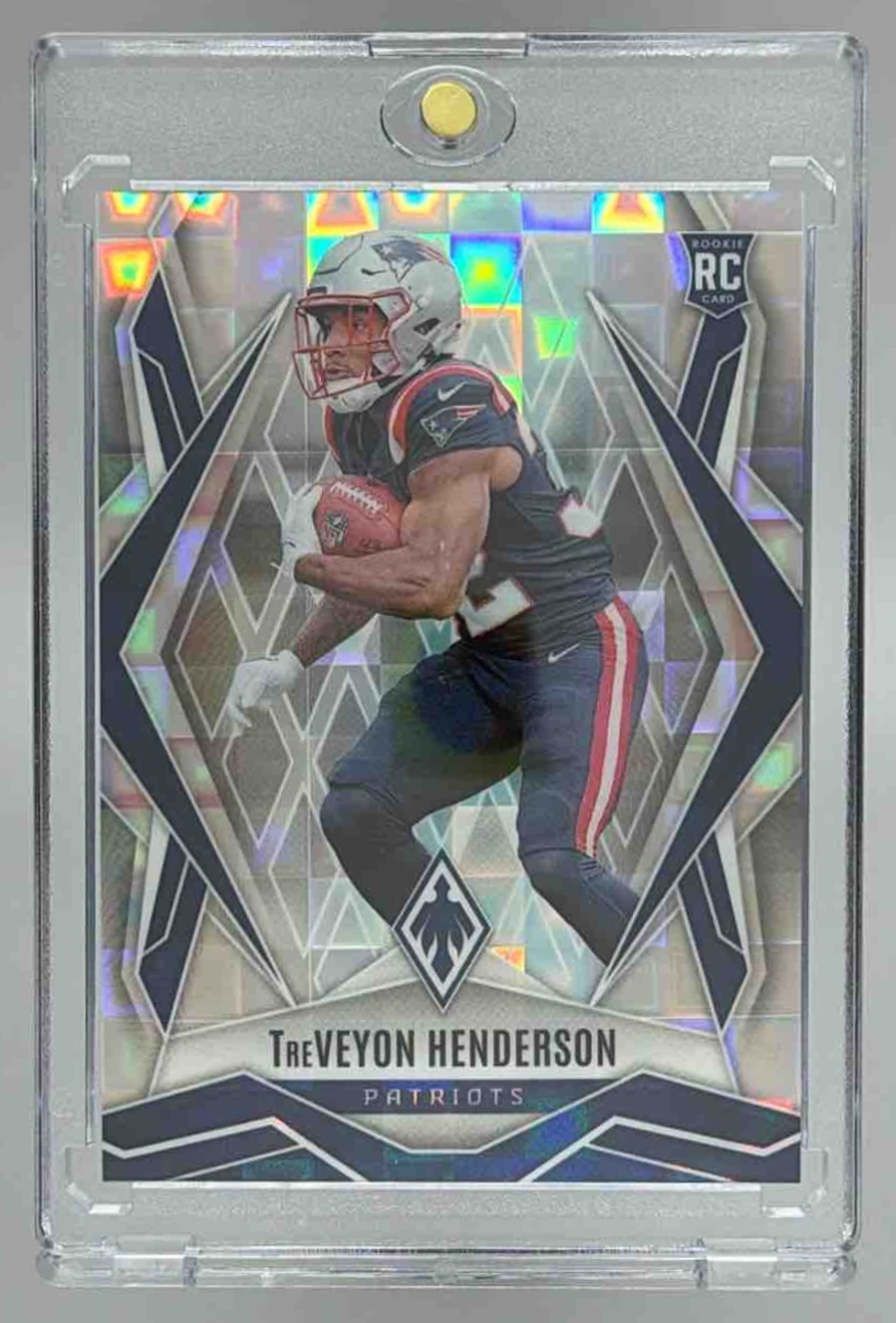 Card image for 2025 Panini Football Phoenix TreVeyon Henderson #187 RC New England Patriots