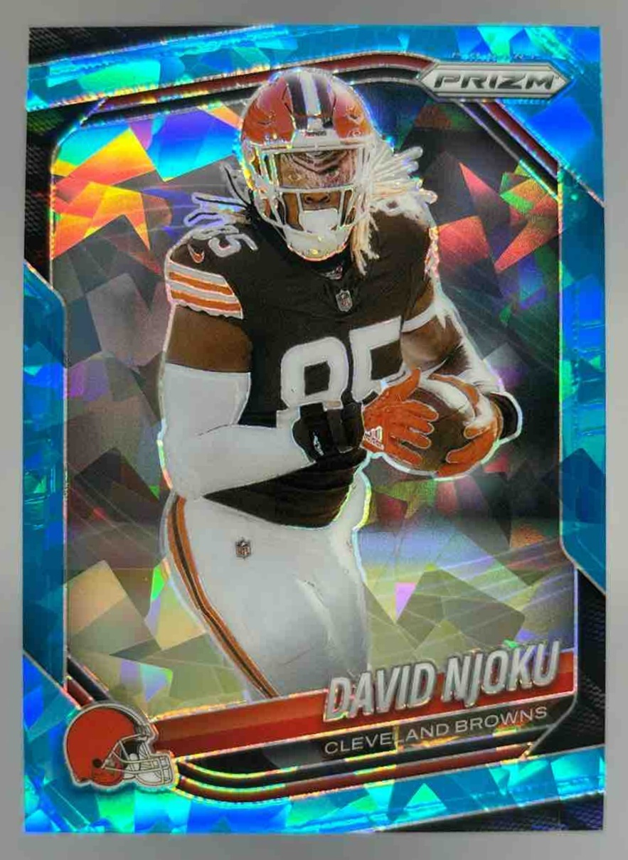 Card image for 2025 Panini Football Prizm David Njoku Blue Ice /99 #155 Cleveland Browns