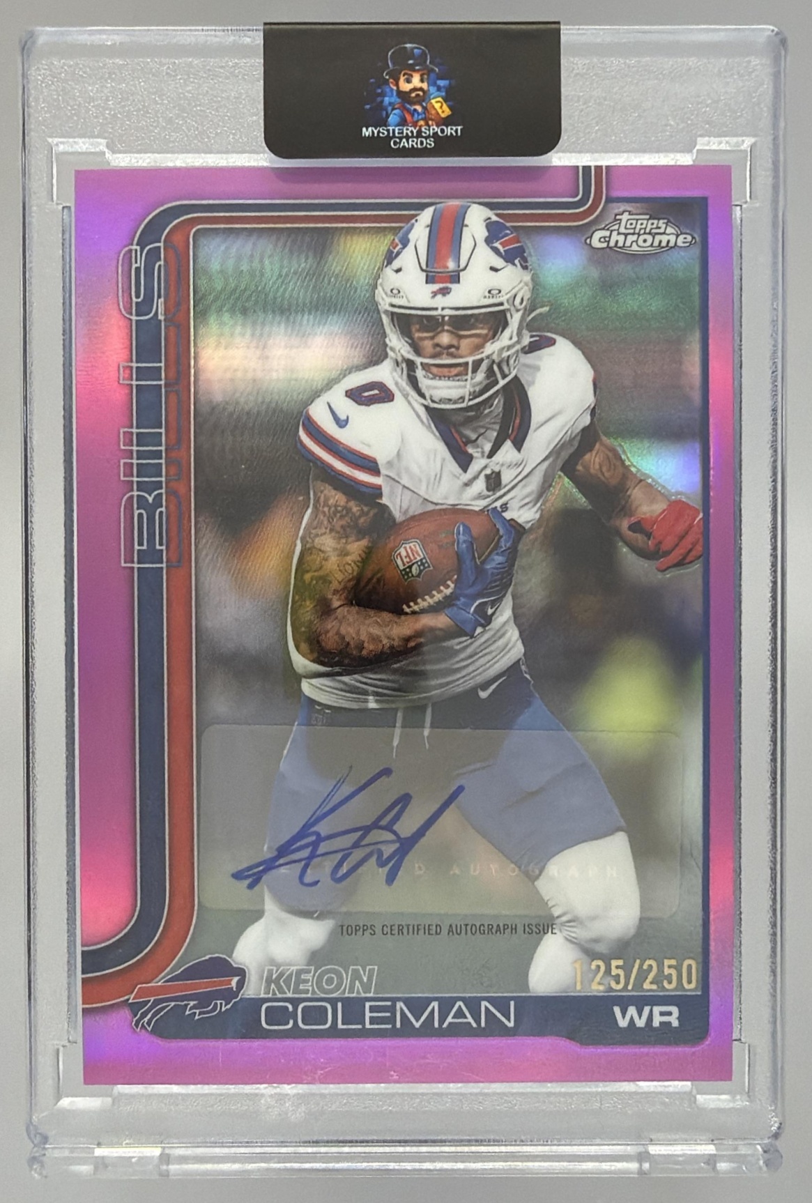 Card image for 2025 Topps Chrome Keon Coleman Auto Pink Lava Refractor /250 #BA-KC Bills