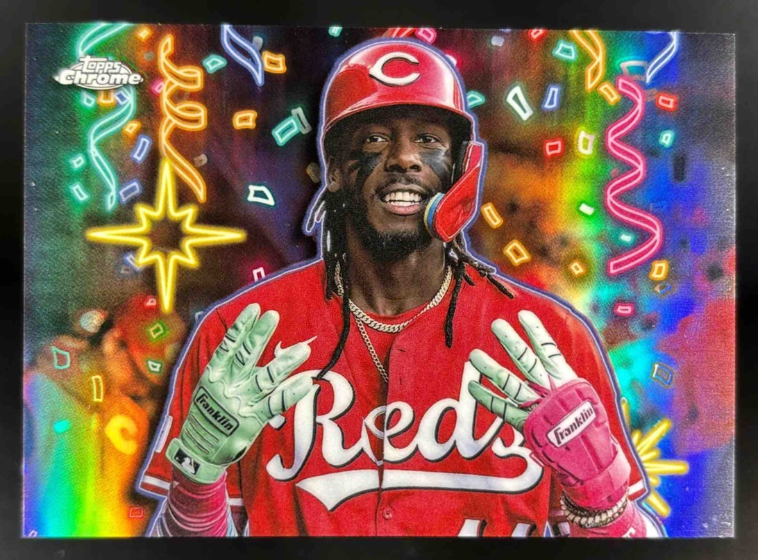 Card image for 2025 Topps Chrome Update Elly De La Cruz Celebracion #CT-7 Reds