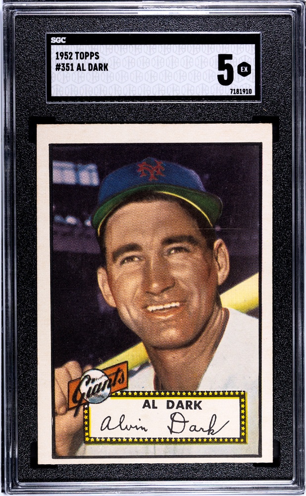 1952 Topps Baseball Al Dark #351 New York Giants SGC 5