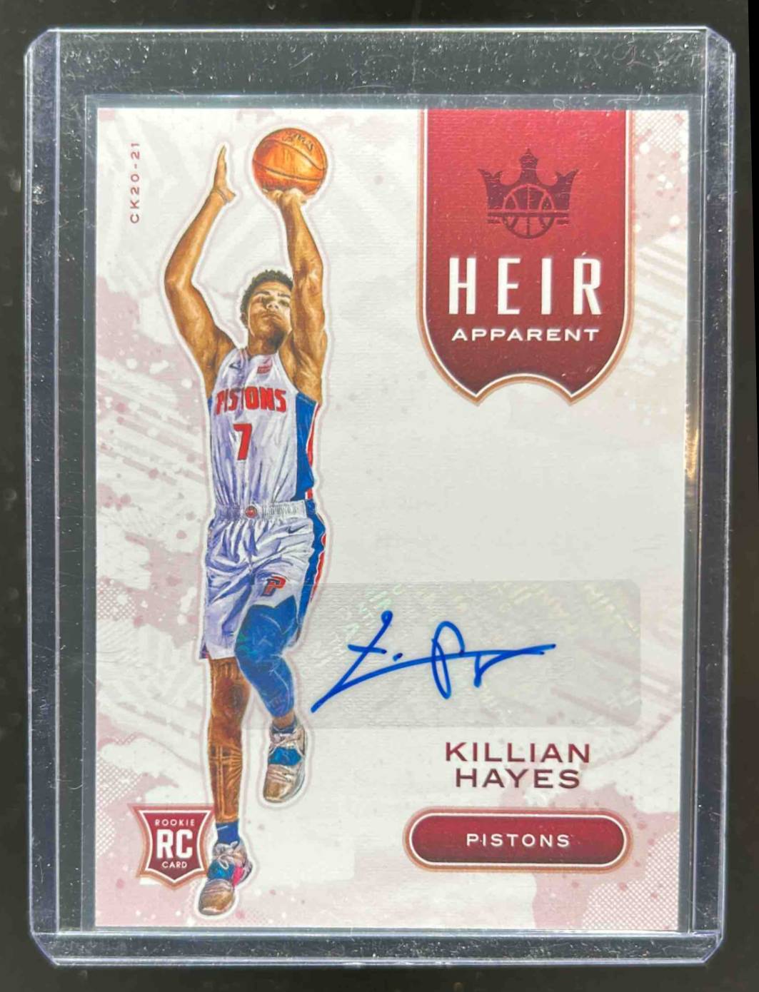 Card image for 2020-21 Panini Court Kings Killian Hayes Heir Apparent Ruby 18 /75 #HA-KHA RC Auto