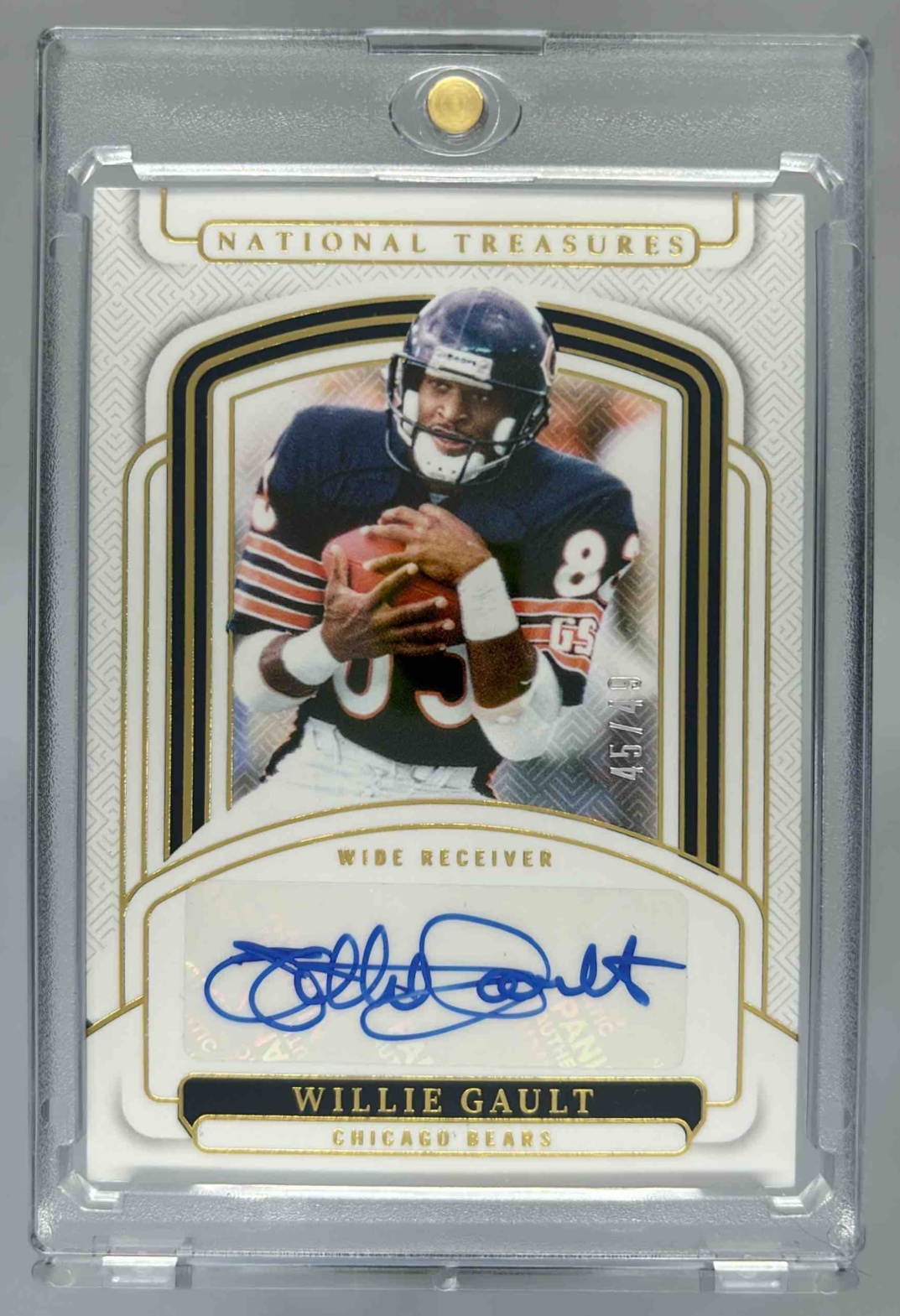 Card image for 2024 Panini National Treasures Willie Gault Signatures Gold /49 #SIGS-WGT Auto Bears