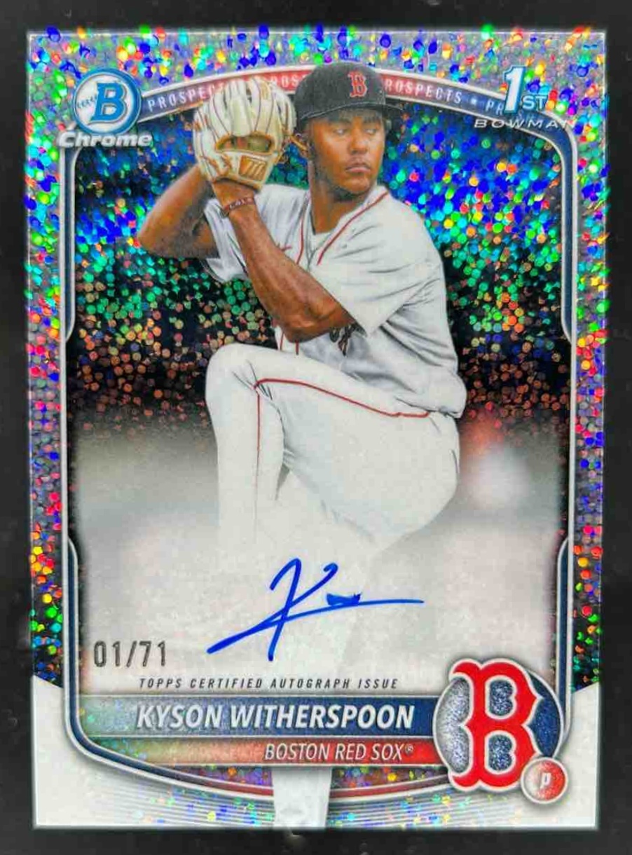 Card image for Kyson Witherspoon 2025 Bowman Draft Chrome Prospect Auto Sparkle Refractor /71