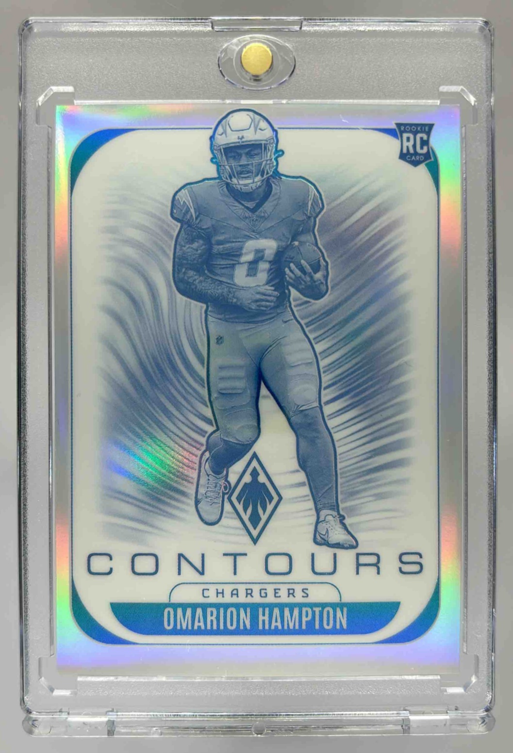 Card image for 2025 Panini Phoenix Omarion Hampton Contours #18 RC Chargers