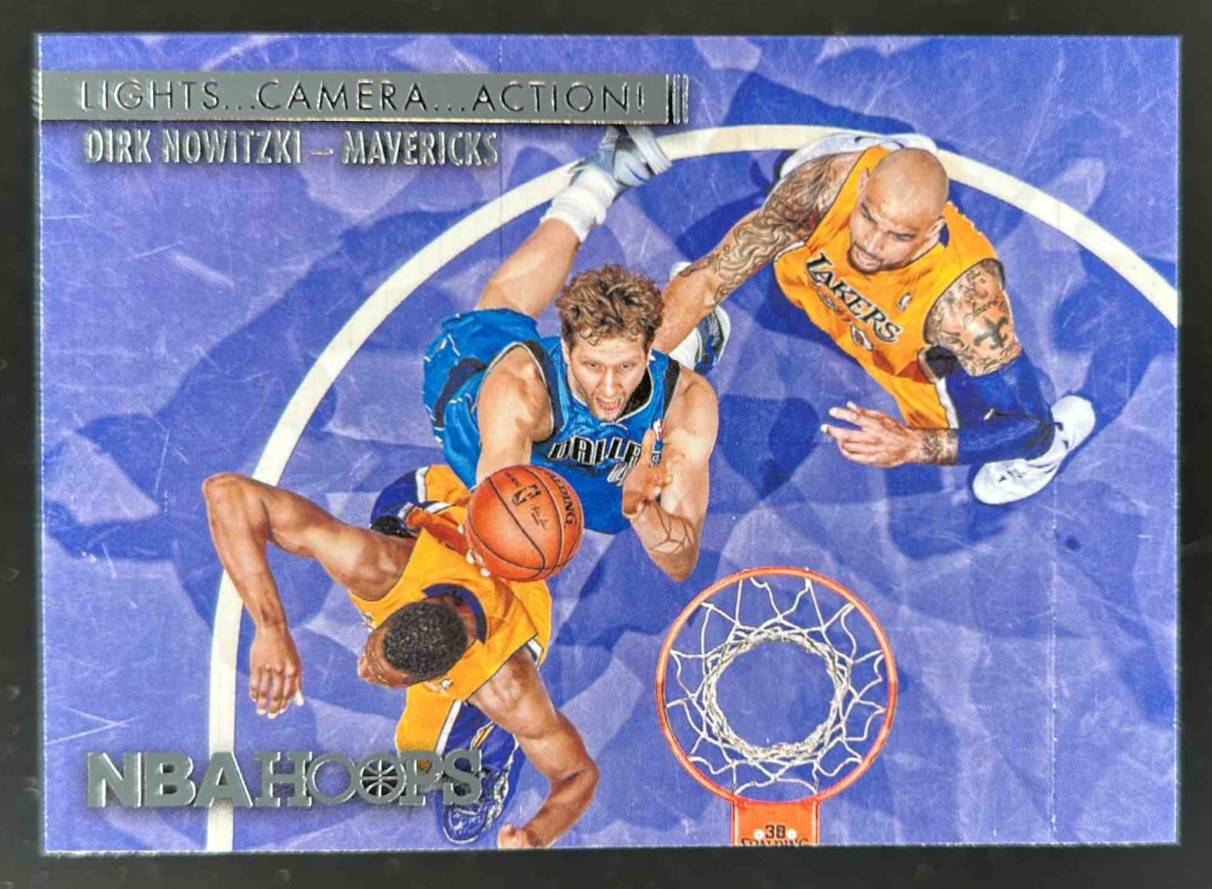 Card image for 2014-15 PANINI HOOPS DIRK NOWITZKI LIGHTS...CAMERA...ACTION! #2 DALLAS MAVERICKS