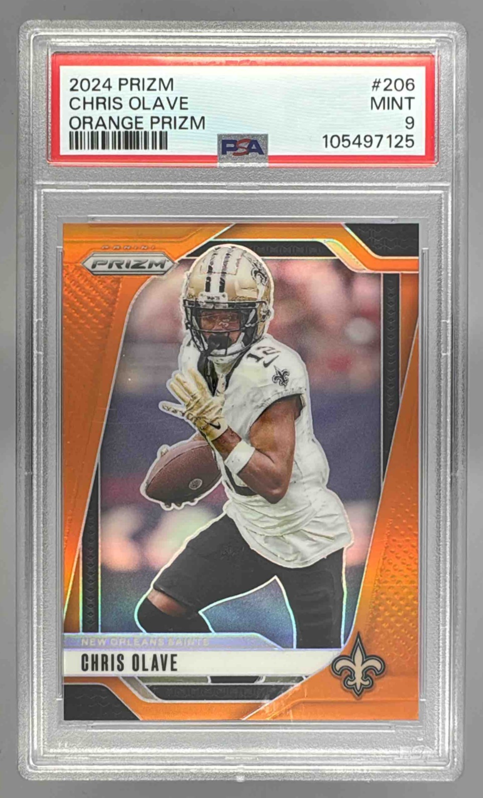 Card image for 2024 Panini Football Prizm Chris Olave Orange /249 #206 New Orleans Saints