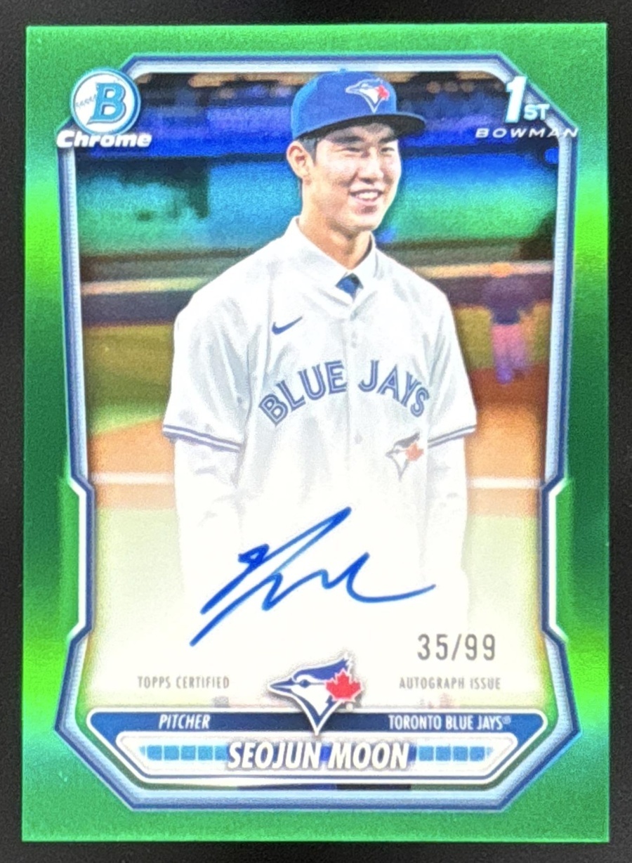 Card image for 2026 Bowman Seojun Moon Chrome Auto Green Refractor /99 1st Prospect