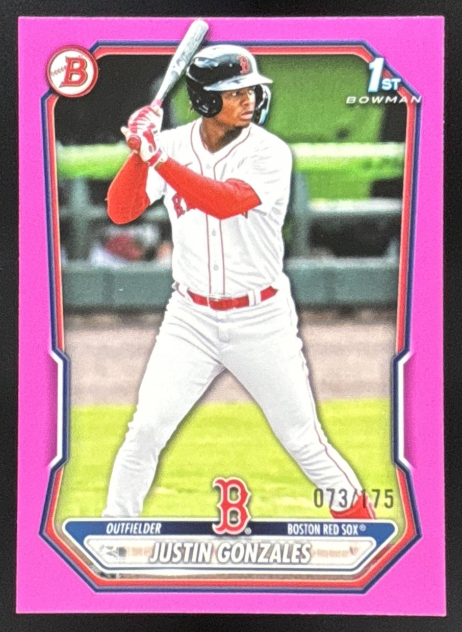 Card image for Justin Gonzales 2026 Bowman Pink Border /175 Prospects Boston Red Sox