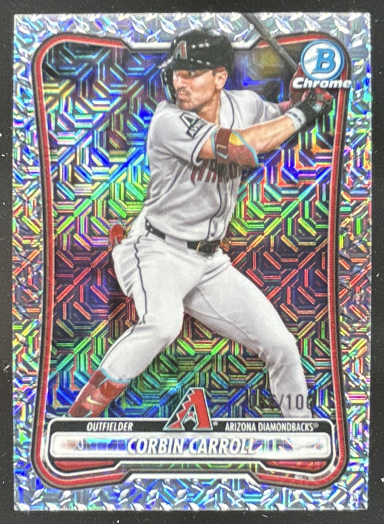 Card image for Corbin Carroll 2026 Bowman Chrome Mega Box Steel Metal Refractor /100