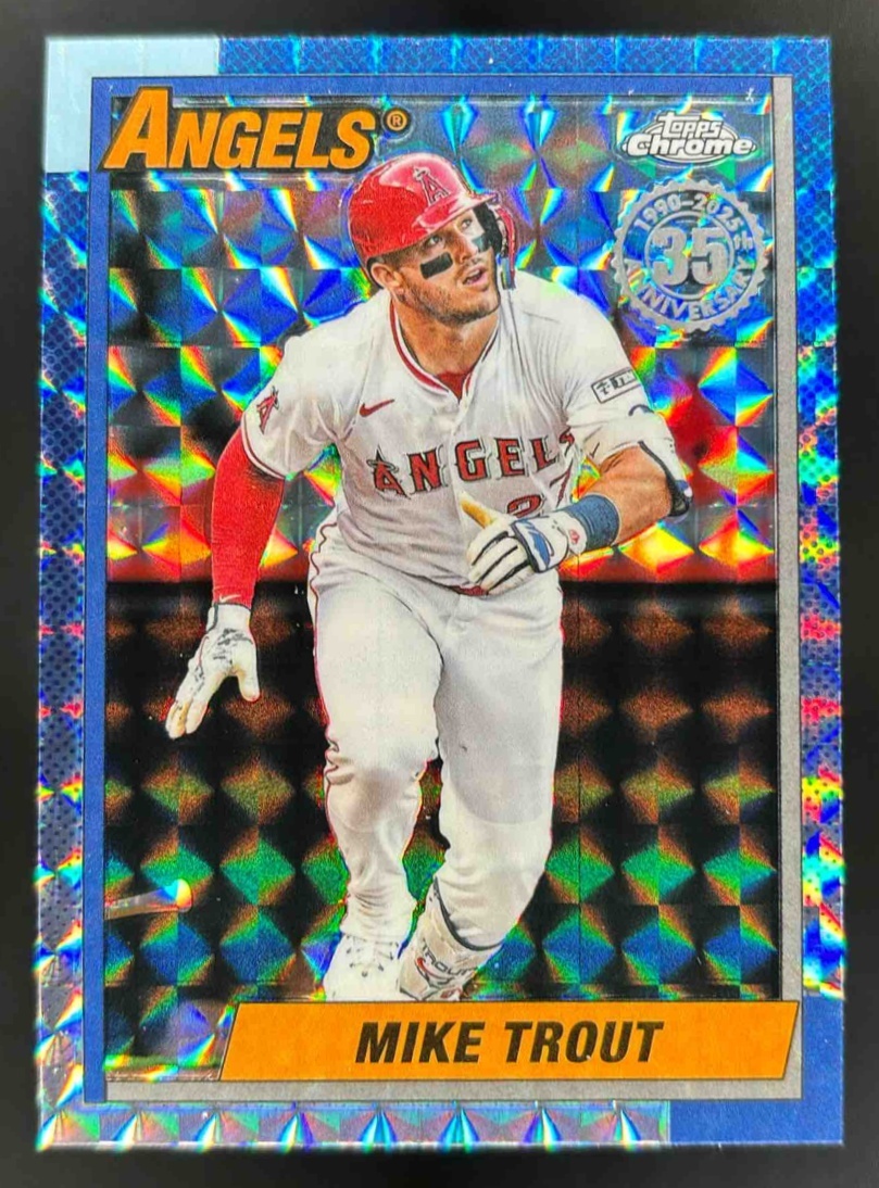 Card image for 2025 Topps Chrome Update Mike Trout 1990 Geometric Refractor #90CU-1 Angels
