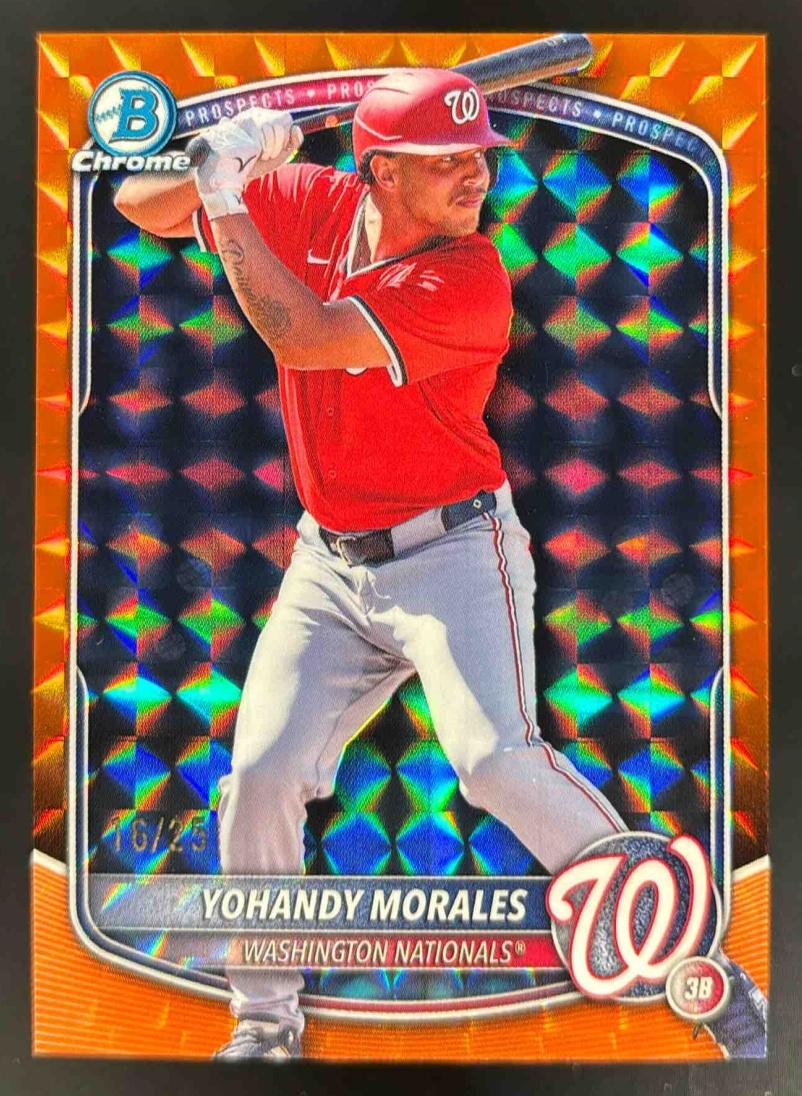 Card image for 2025 Bowman Draft Yohandy Morales Chrome Orange Geometric Refractor /25
