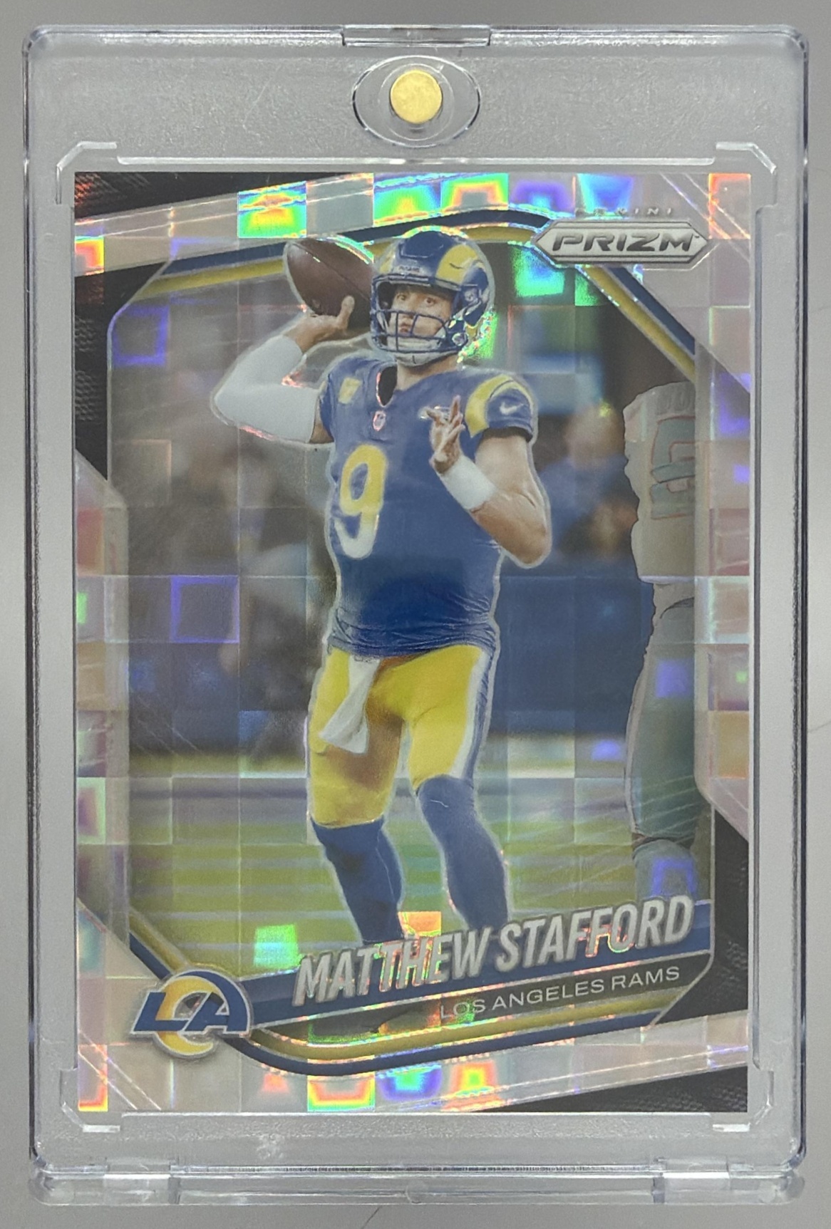 Card image for 2025 Panini Football Prizm Matthew Stafford Pandora /400 #21 Los Angeles Rams