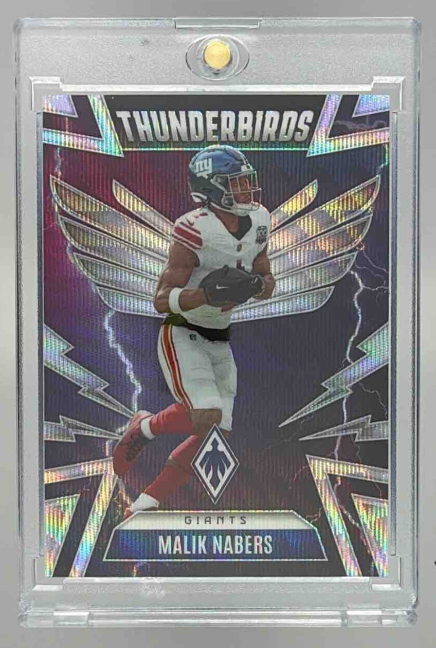 Card image for 2025 Panini Phoenix Malik Nabers Thunderbirds Wave Prizm /299 #39 Giants