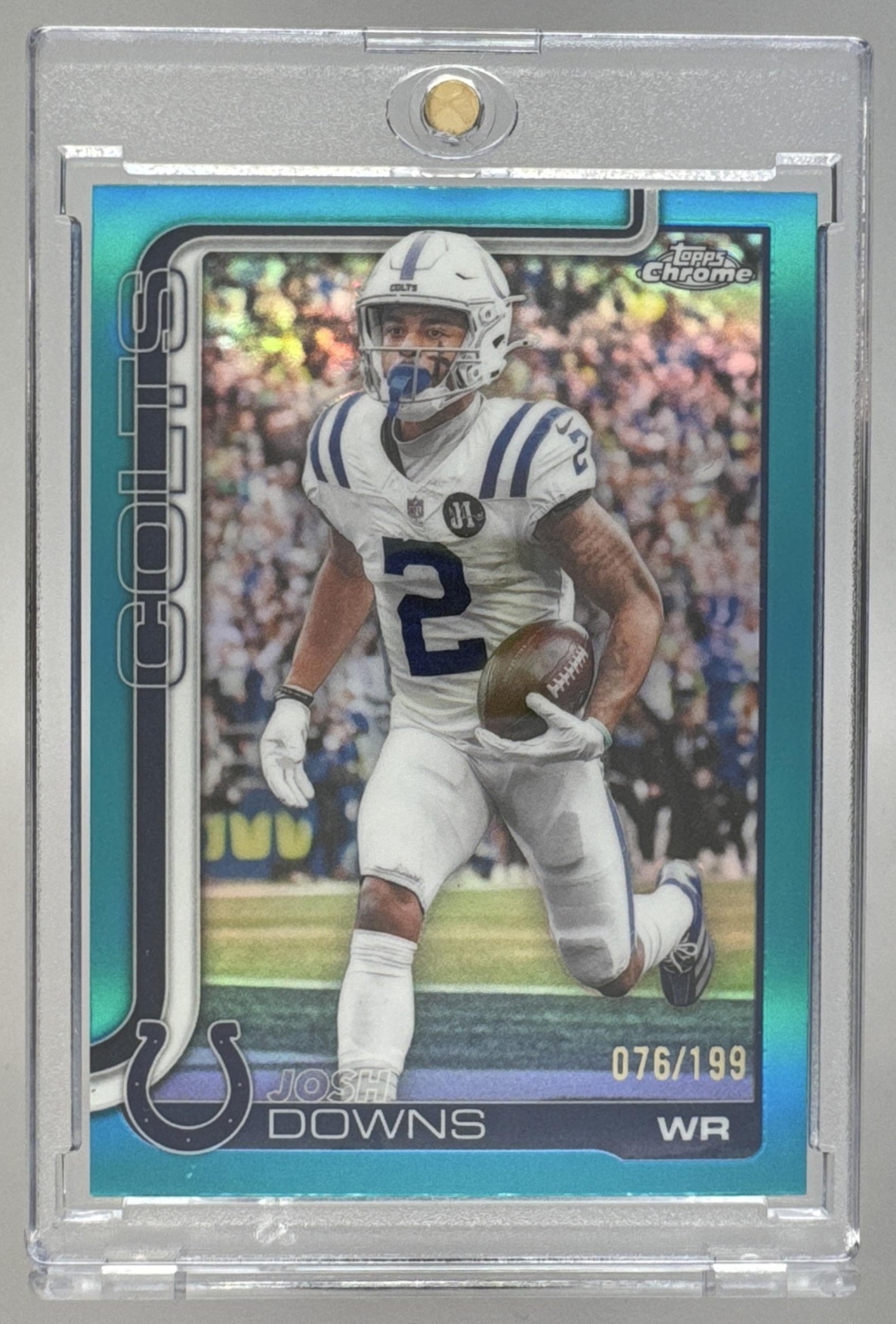 Card image for 2025 Topps Chrome Josh Downs Aqua Refractor /199 #127 Colts