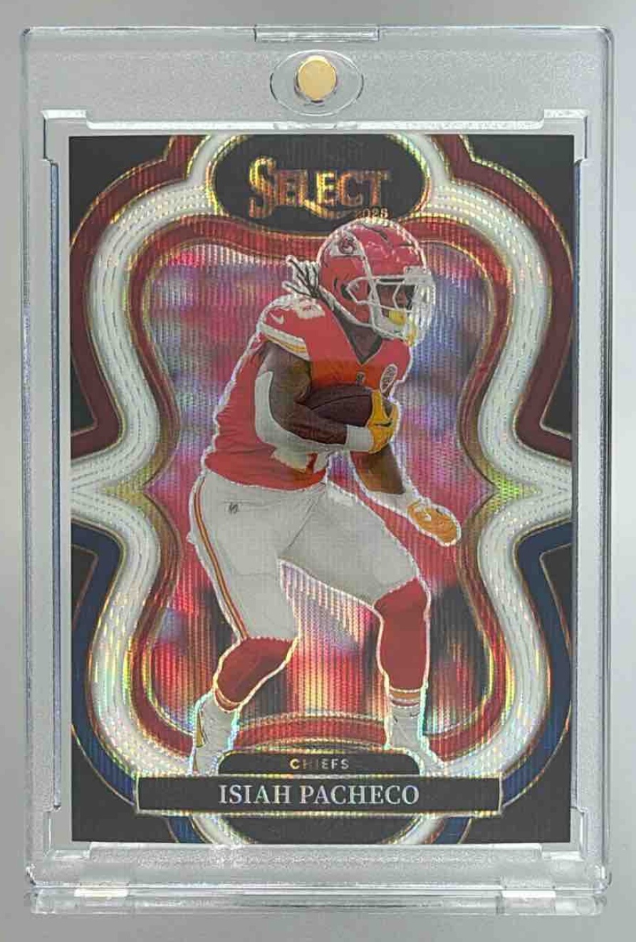 Card image for 2025 Panini Select Isiah Pacheco Suite Level Tri-Color Prizm /199 #308 Chiefs