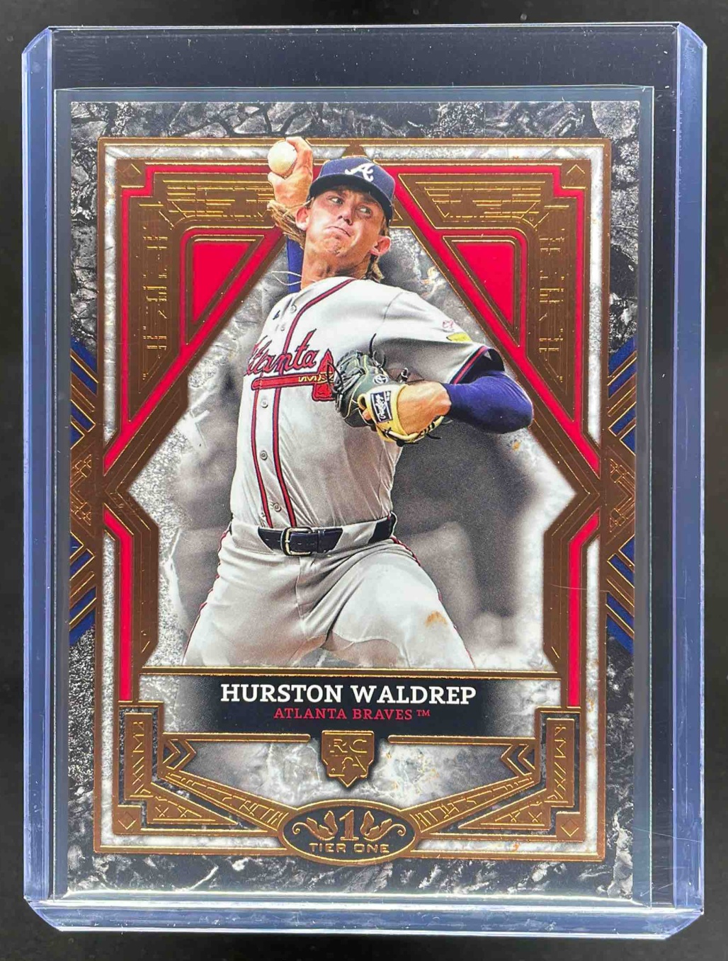 Card image for Hurston Waldrep 2025 Topps Tier One 3 #96 RC Atlanta Braves