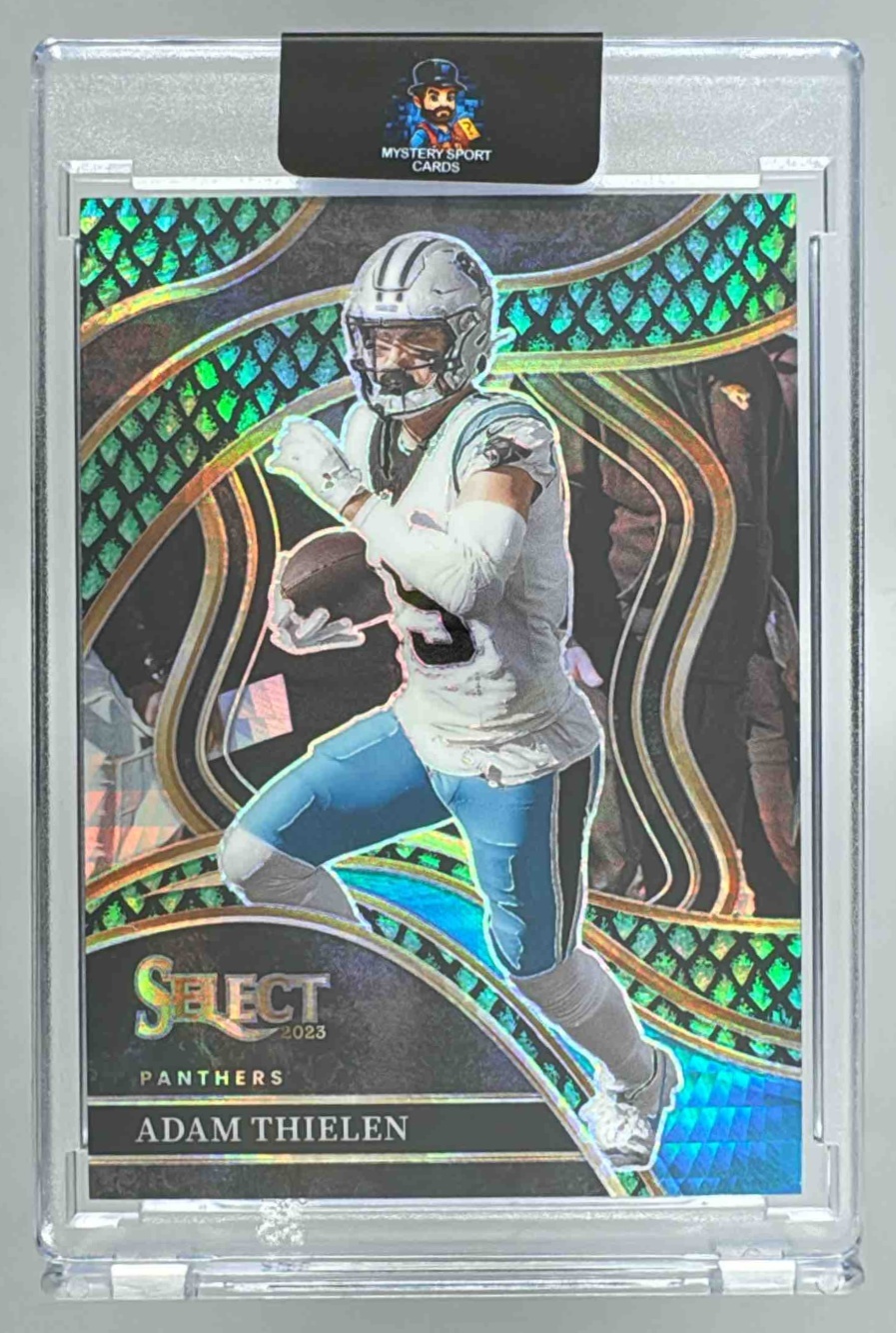 Card image for 2023 Panini Select Adam Thielen Dragon Scale Prizms /70 #299 Club Panthers