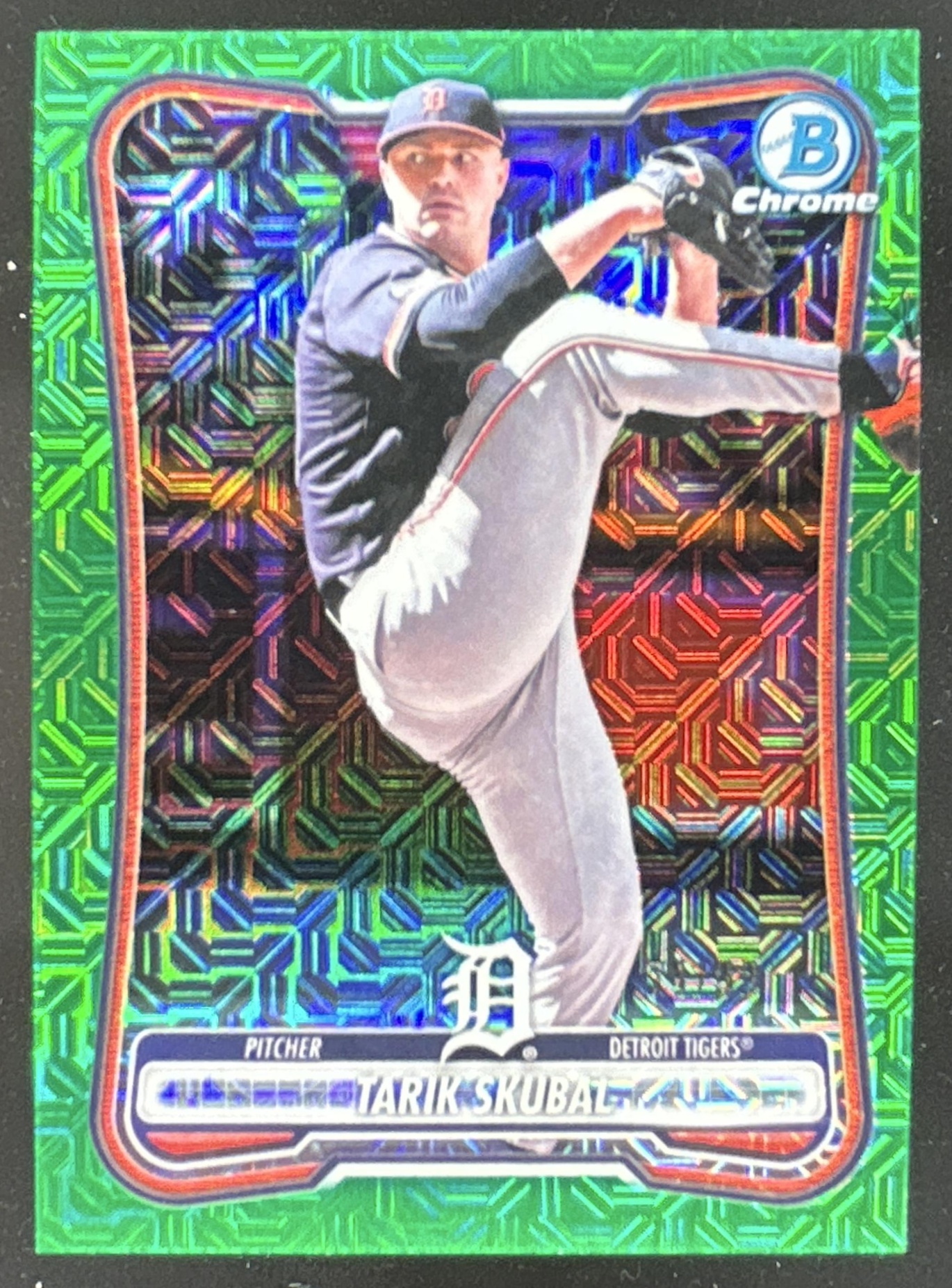 Card image for Tarik Skubal 2026 Bowman Chrome Mega Box Green Mojo Refractor /99