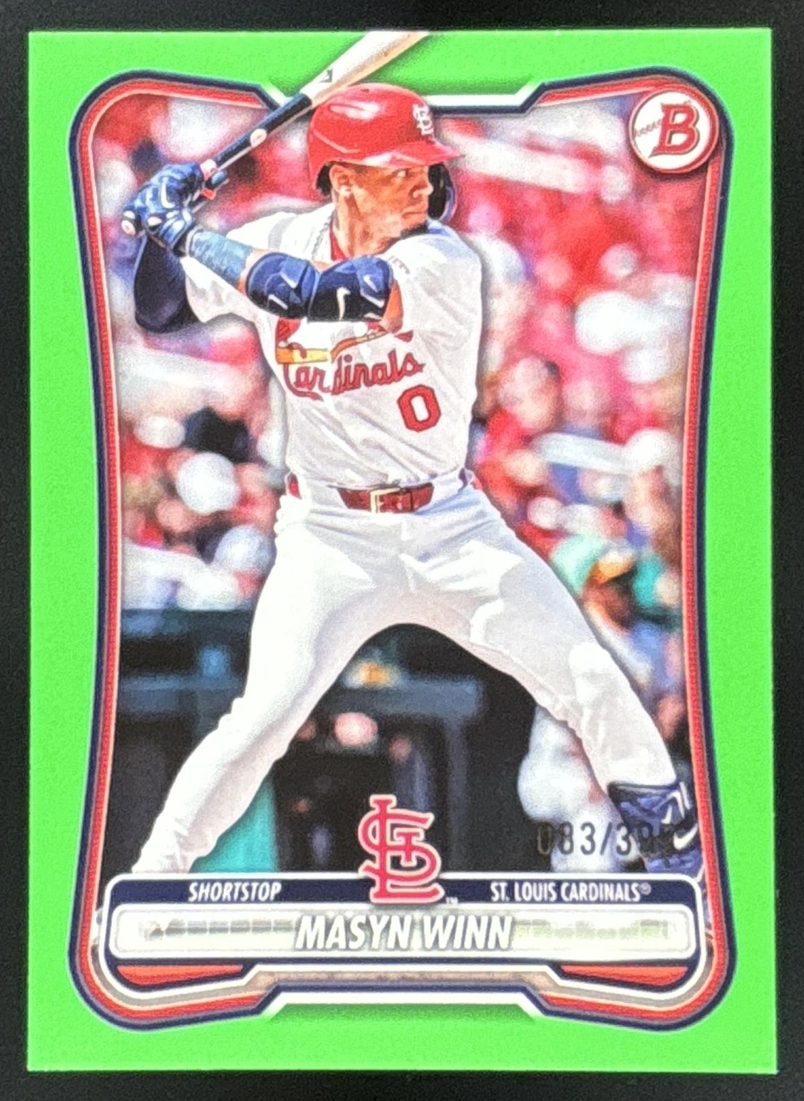Card image for Masyn Winn 2026 Bowman Neon Green Border /399 St. Louis Cardinals