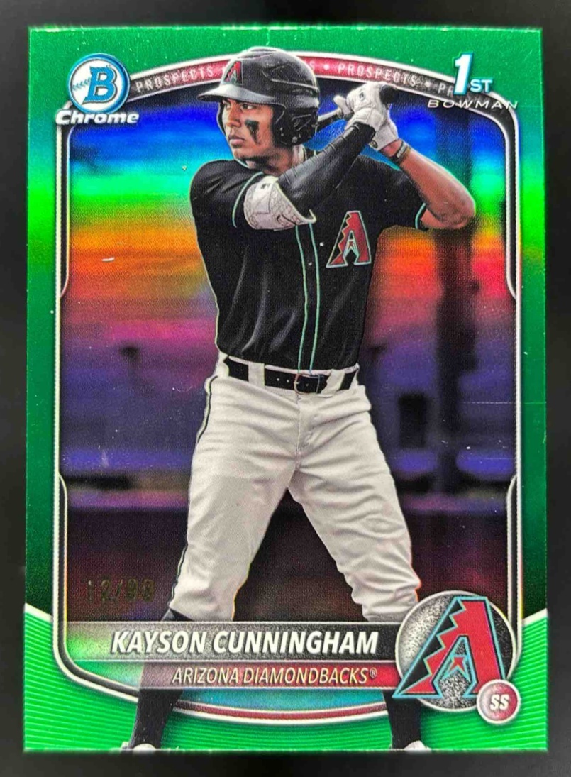 Card image for 2025 Bowman Draft Kayson Cunningham Chrome Green Refractor /99 1st Prospect