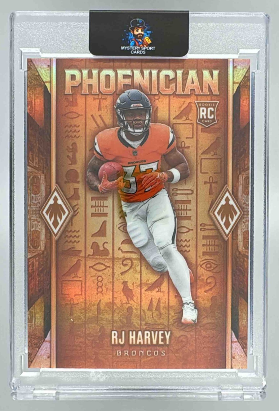 Card image for 2025 Panini Football Phoenix RJ Harvey Phoenician #22 SSP RC Denver Broncos