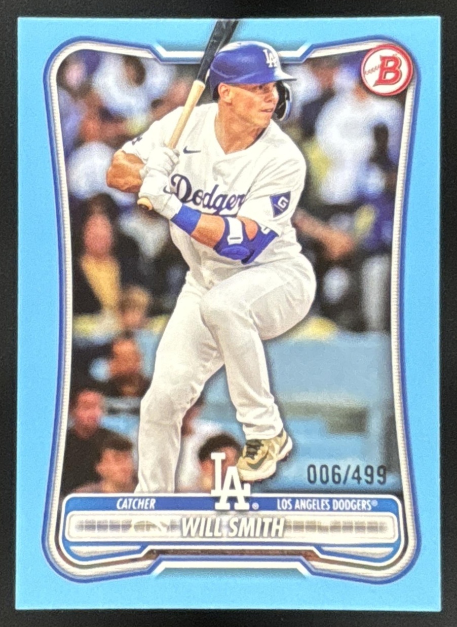 Card image for Will Smith 2026 Bowman Sky Blue Border /499 Los Angeles Dodgers