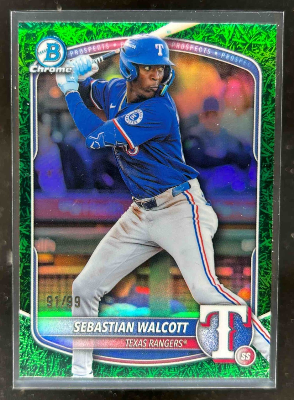 Card image for Sebastian Walcott 2025 Bowman Draft Chrome Green Grass Refractor /99