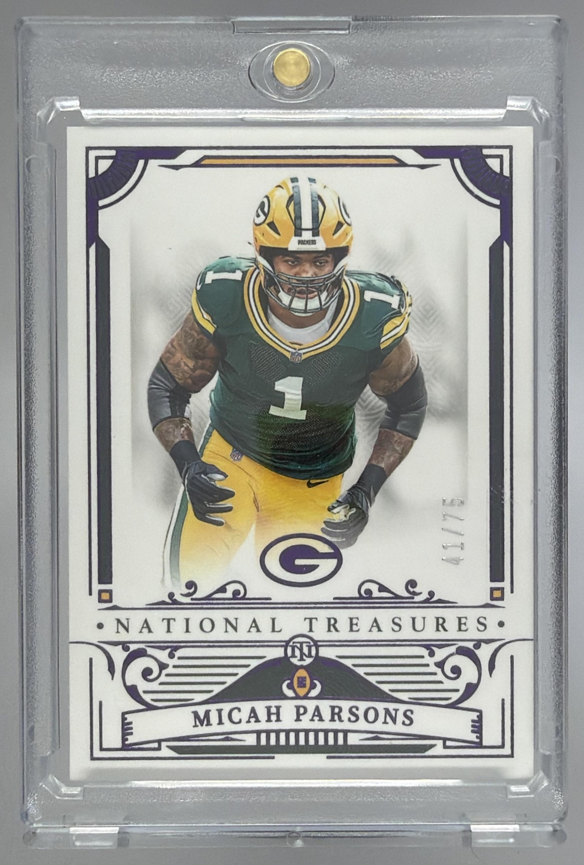 Card image for 2025 Panini National Treasures Micah Parsons Purple /75 #25 Packers