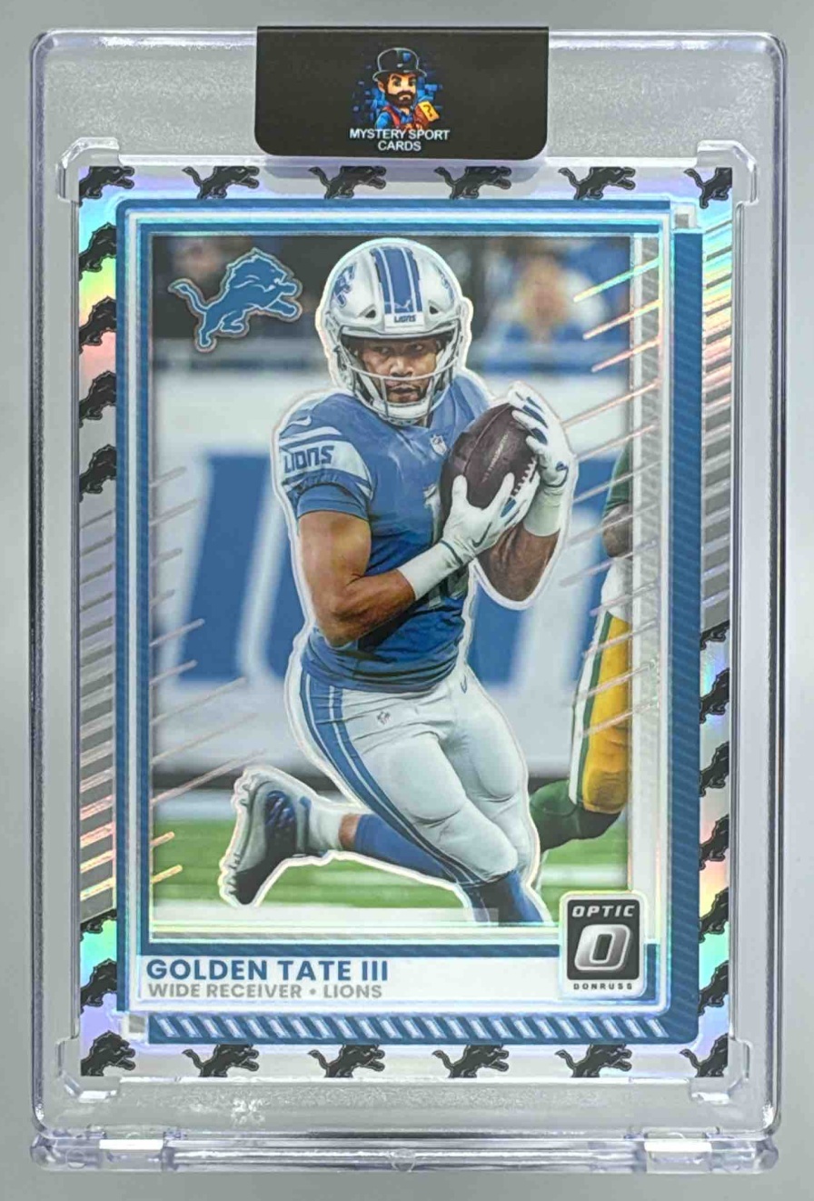Card image for 2025 Panini Donruss Optic Golden Tate III Team Logo Prizm /32 #124 Lions