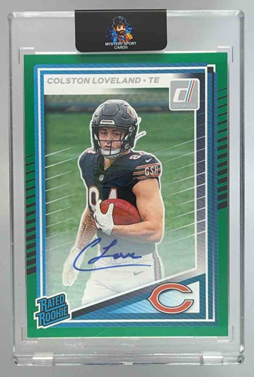 Card image for 2025 Panini Football Donruss Colston Loveland Rated Rookie Auto /199 #310 RC