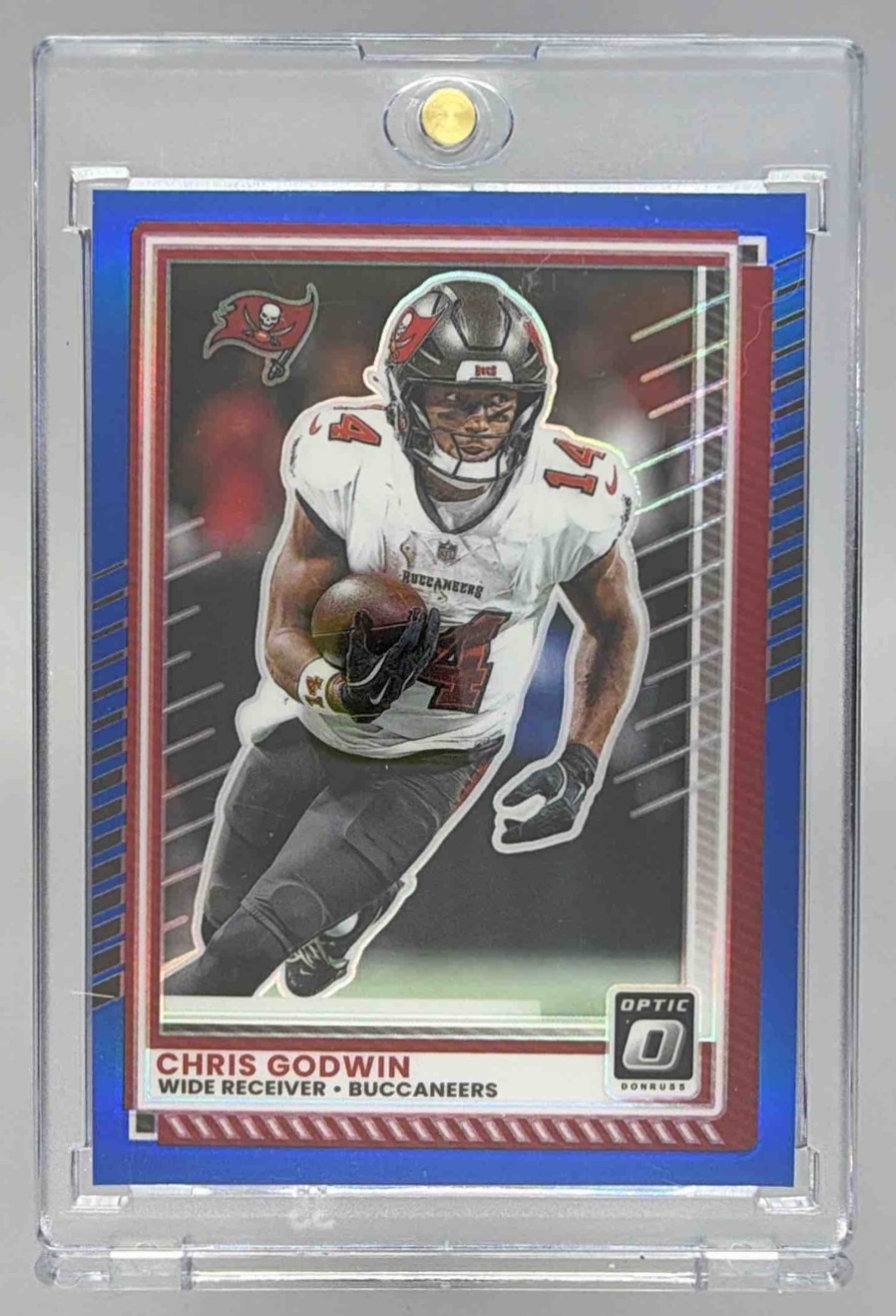Card image for 2025 Panini Donruss Optic Chris Godwin Blue Prizm /249 #102 Buccaneers