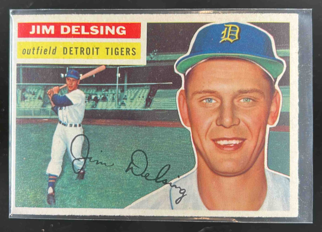 Card image for 1956 TOPPS BASEBALL JIM DELSING #338 DETROIT TIGERS