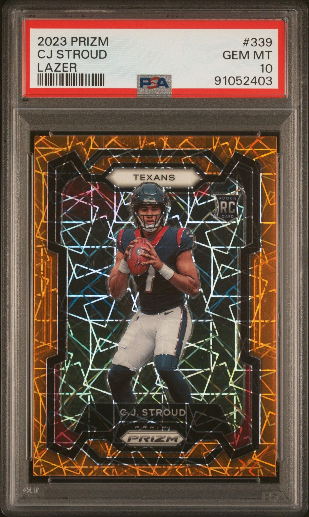 Card image for 2023 Panini Football Prizm C.J. Stroud Lazer #339 RC Houston Texans
